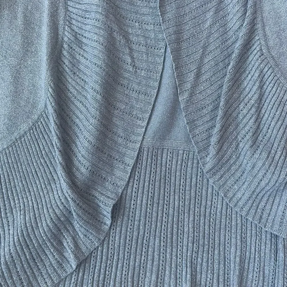 White House Black Market Sz L open front metallic cardigan - Picture 9 of 13